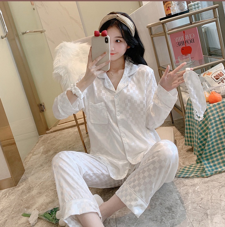 Long sleeve cardigan fashion pajamas 2pcs set for women