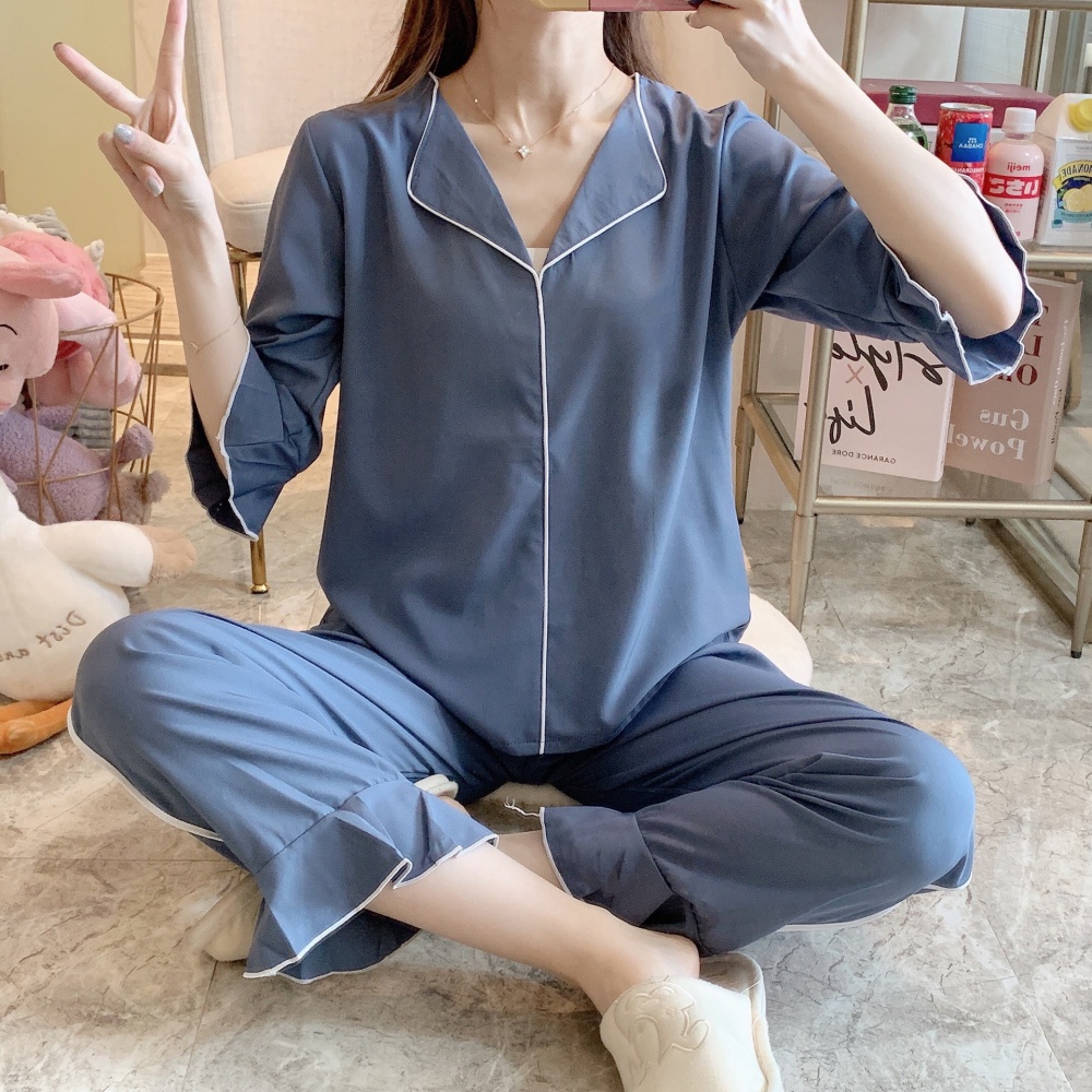 Thin sexy spring and summer pajamas 2pcs set for women