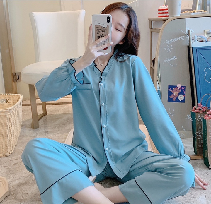 Wears outside sweet Korean style long sleeve pajamas