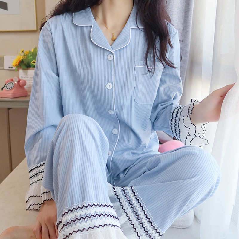 Spring and autumn pajamas long pants a set for women
