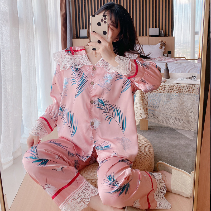 Homewear doll collar Korean style pajamas a set for women