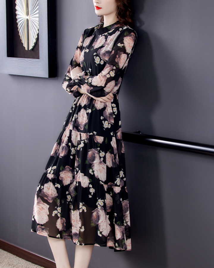 Printing chiffon long dress spring dress for women
