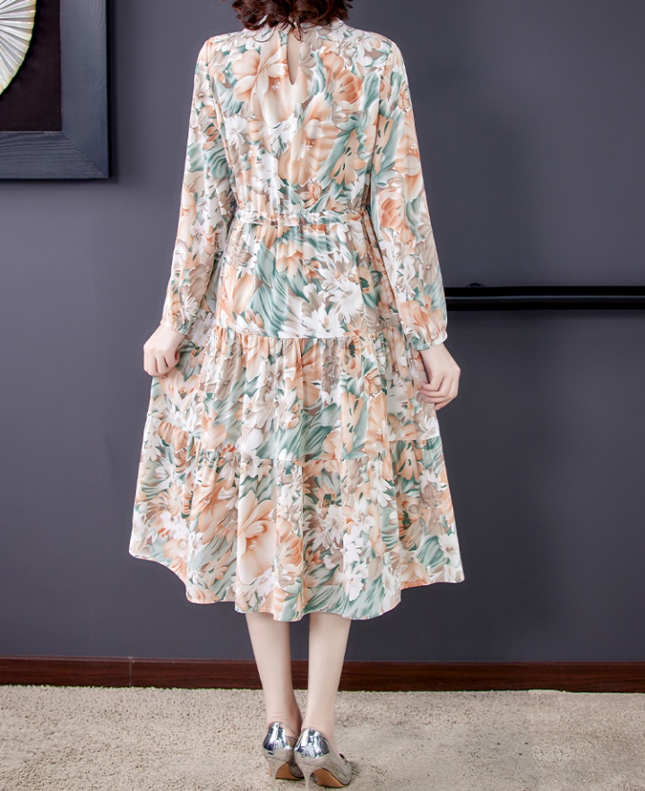 Temperament pinched waist chiffon spring dress for women
