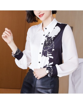 Long sleeve spring shirt printing fashion tops for women
