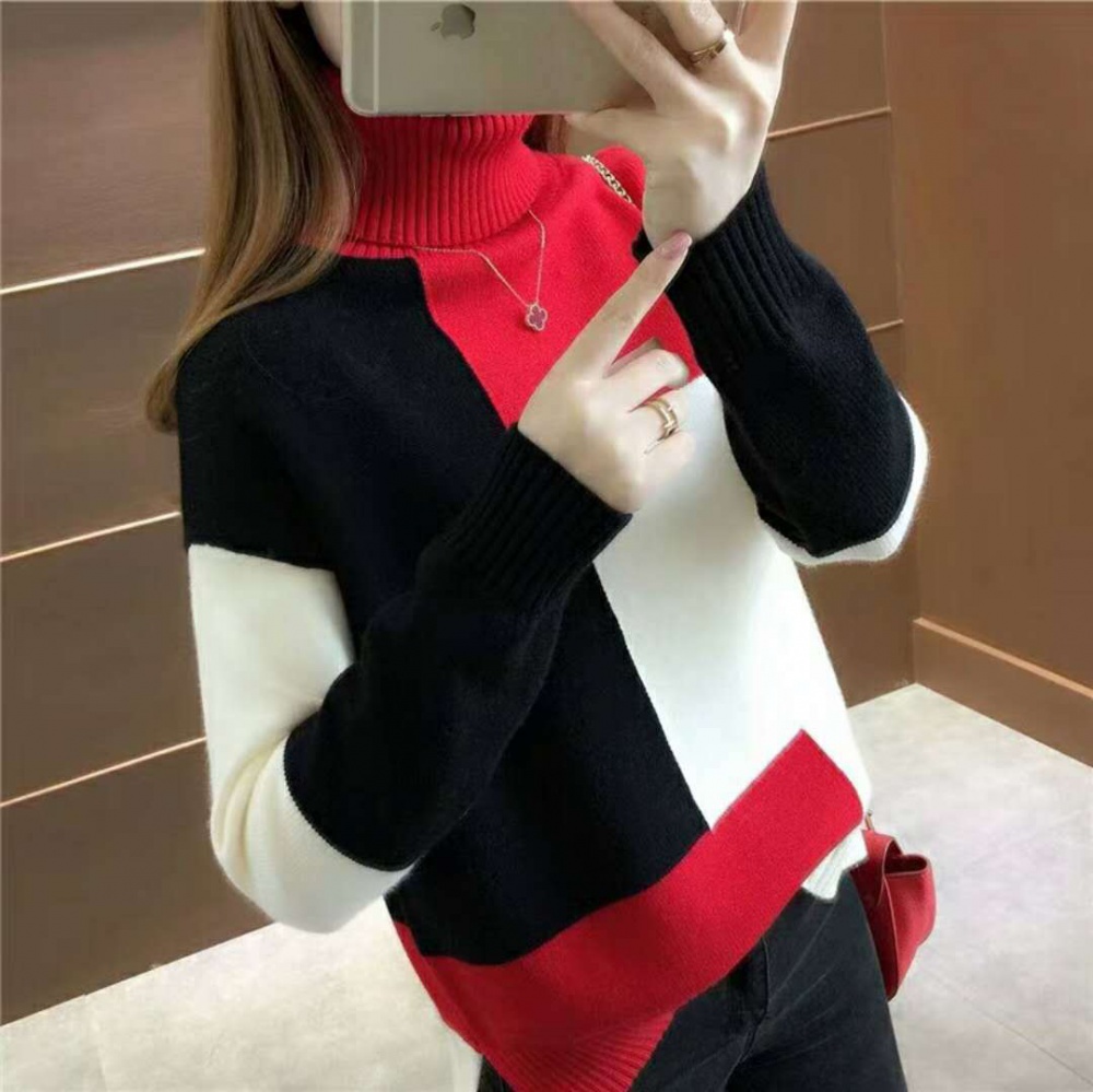 Thick loose bottoming shirt mixed colors sweater