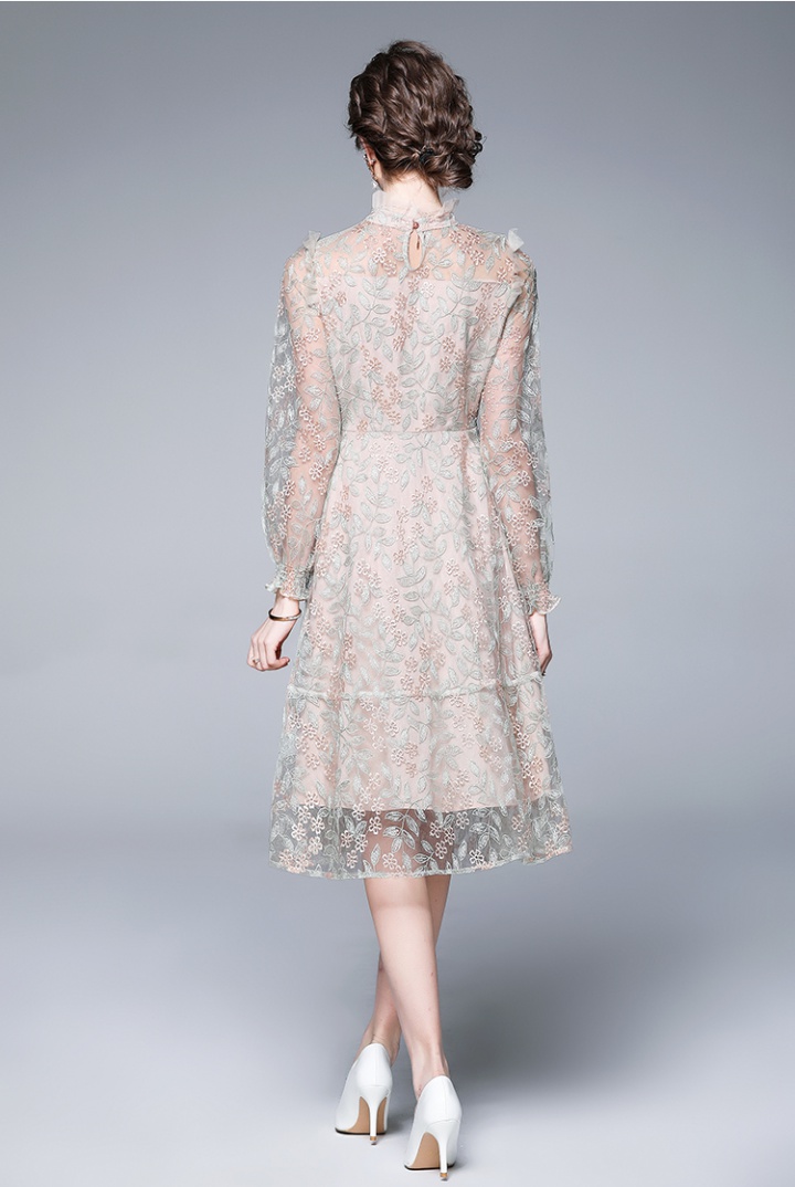 Ladies long sleeve embroidery spring dress for women