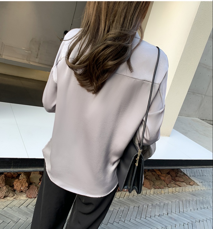 Cstand collar long sleeve shirt all-match tops for women
