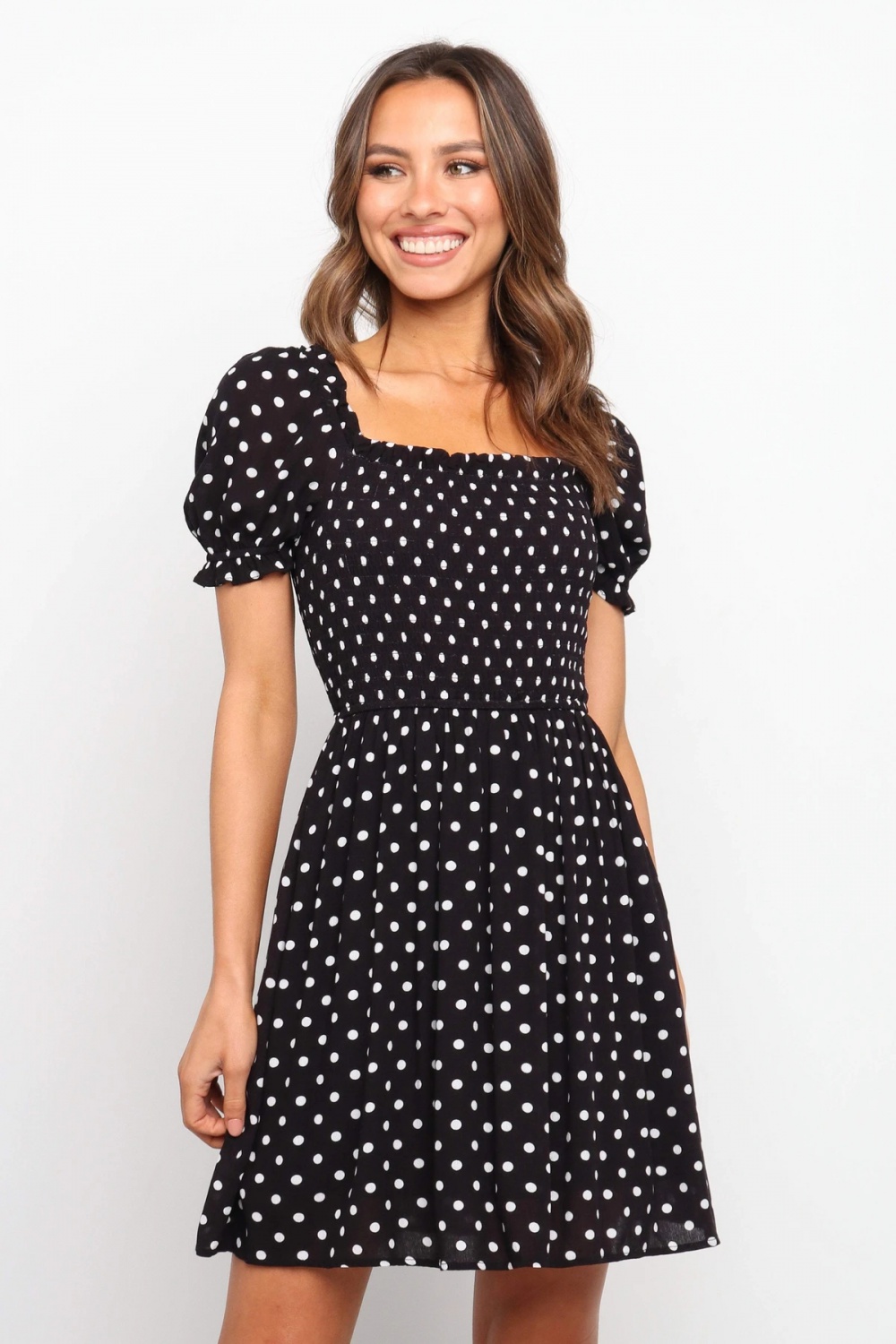 Printing spring short sleeve polka dot dress