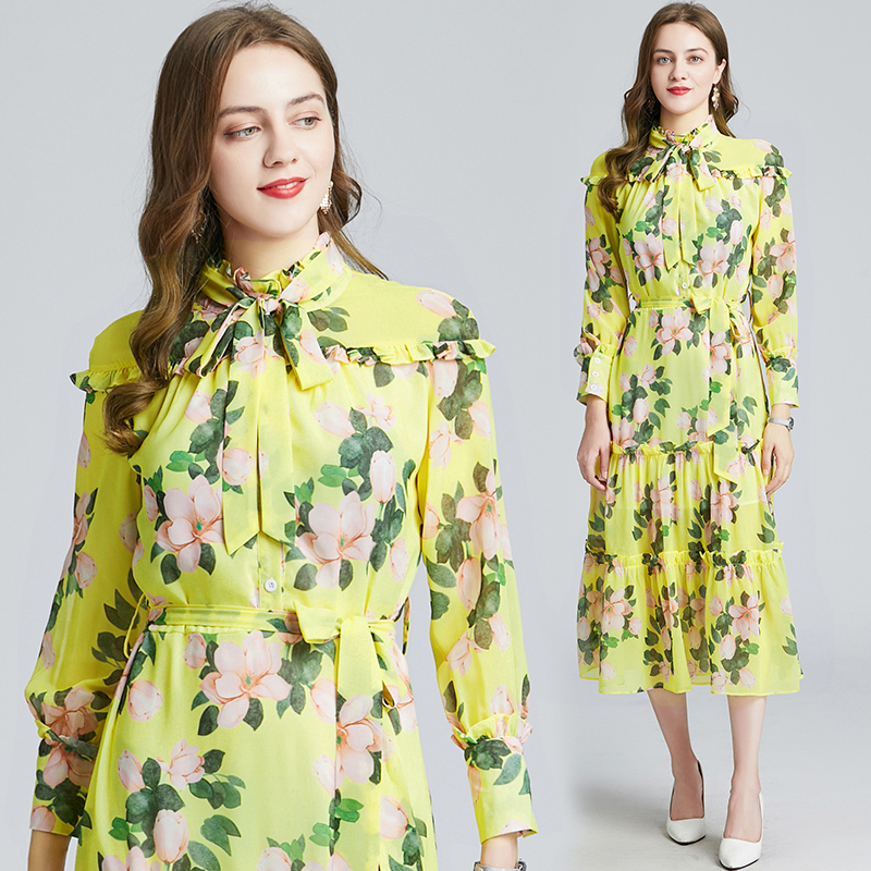 Chiffon frenum spring and summer big skirt dress