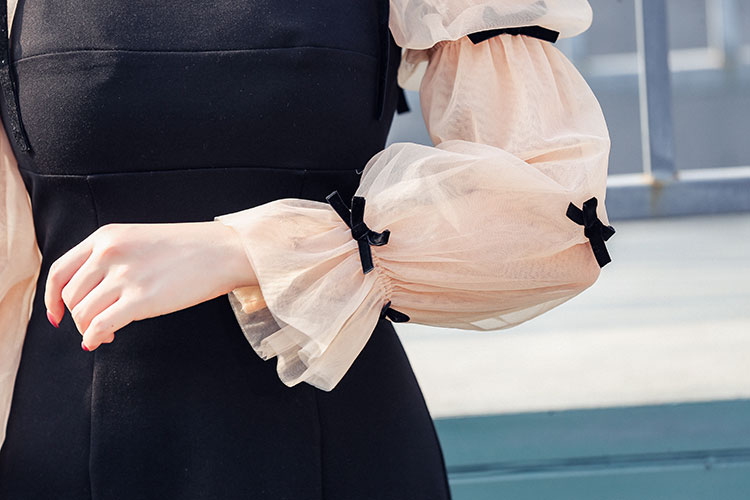 Spring stereoscopic France style T-back gauze sling bow dress