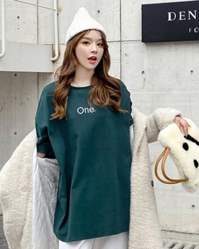 Loose spring and summer fat sueding Korean style T-shirt