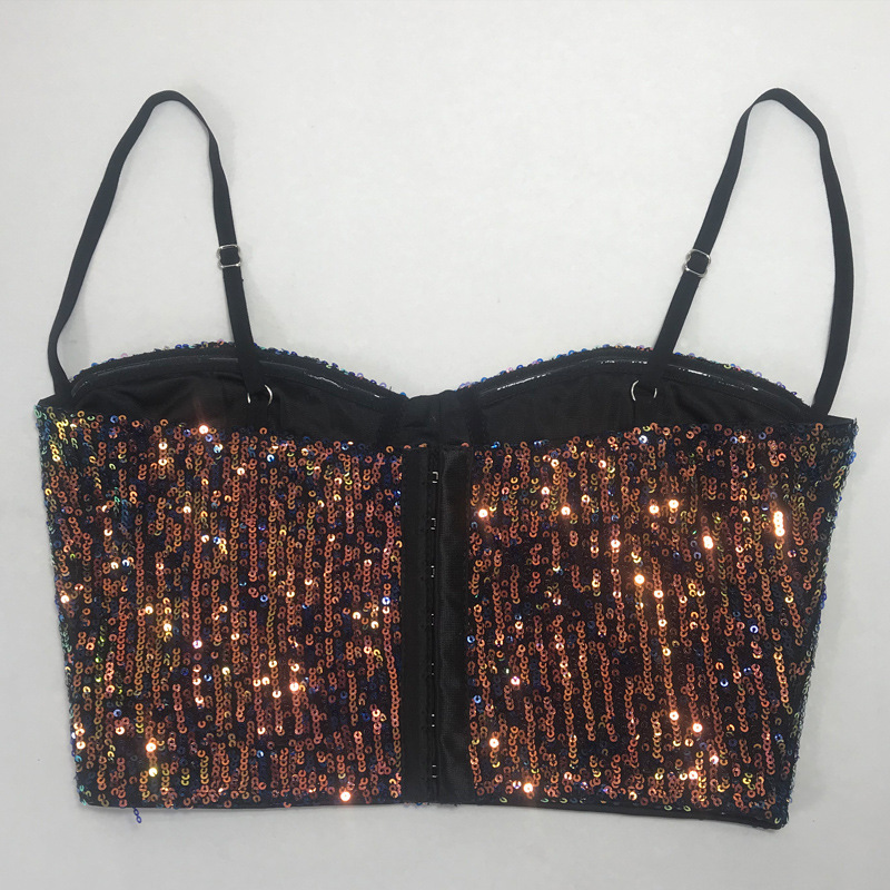 European style sequins sexy sling wrapped chest slim vest