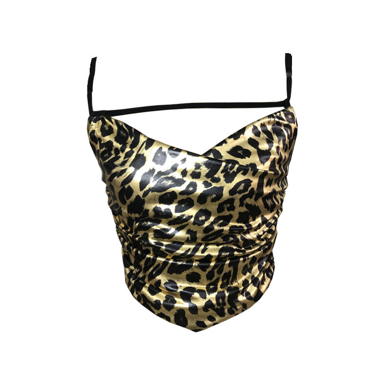 Sling leopard European style gold vest for women