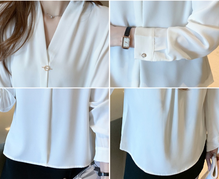 Light white shirt chiffon retro tops for women