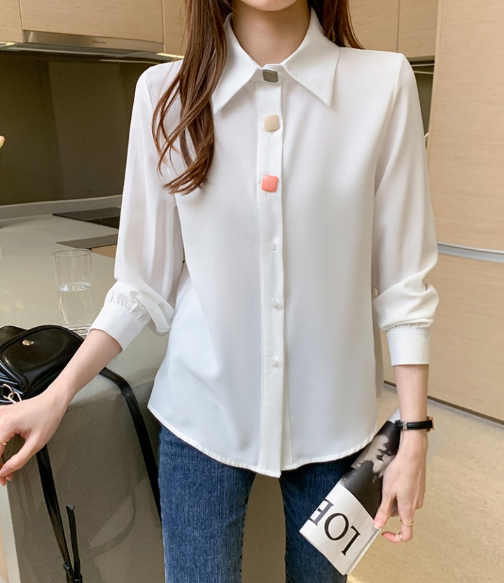 Personality buckle shirt tops for women