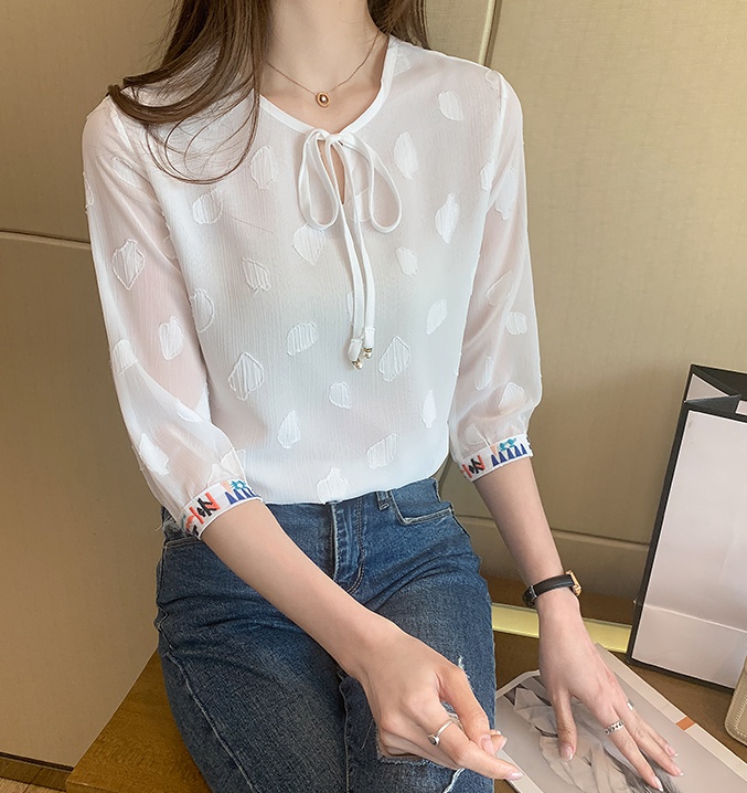 Refreshing shirt short sleeve chiffon shirt for women