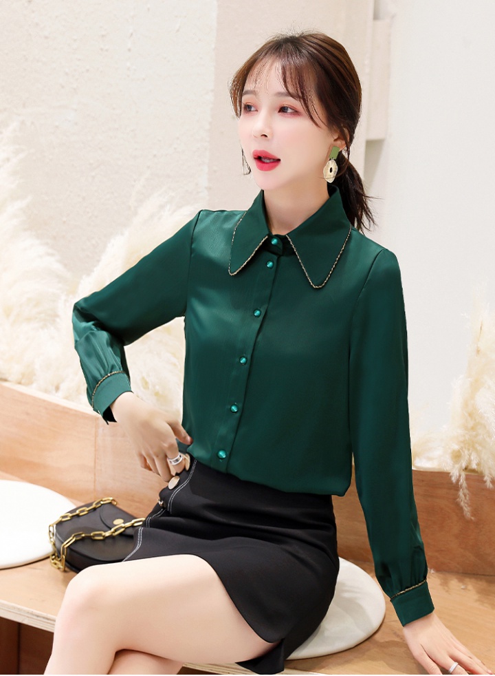 Face large yard silk tops spring doll shirt for women