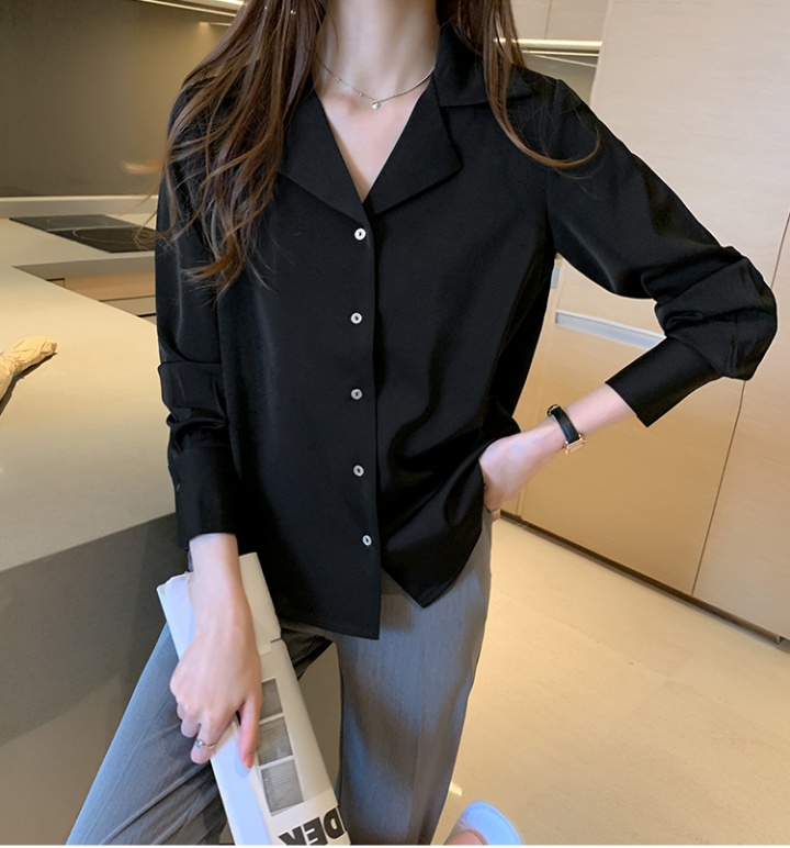 Retro spring shirt satin business suit for women