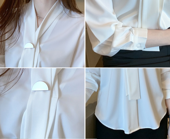 Long sleeve spring business satin commuting shirt for women
