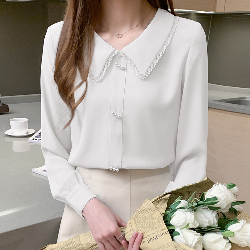 Korean style doll collar tops long sleeve shirt