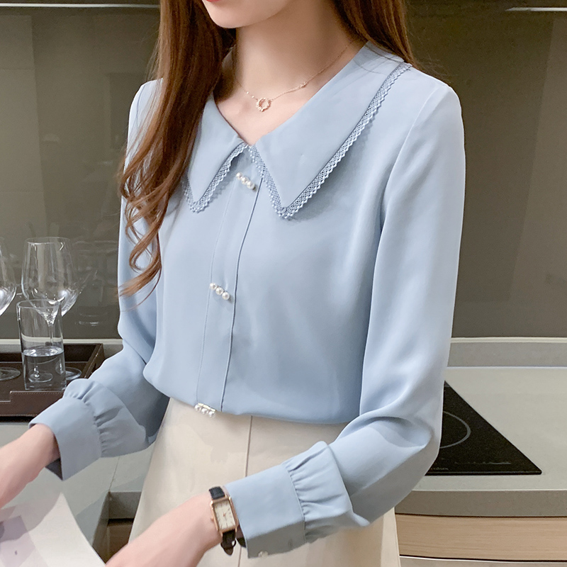 Korean style doll collar tops long sleeve shirt