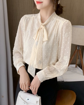 Chiffon beautiful tops bow temperament shirt for women