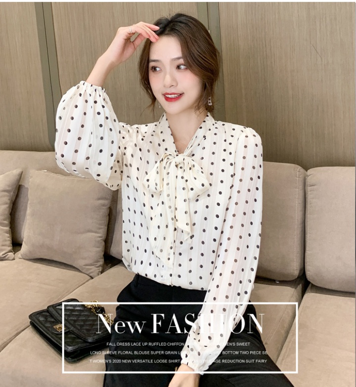 Bow long sleeve small shirt frenum shirt for women