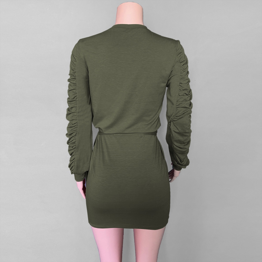 Autumn and winter bandage hoodie long sleeve dress