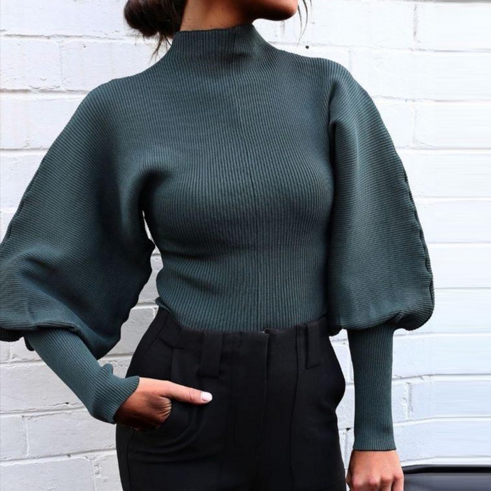 Wool lantern sleeve sweater pullover shirts