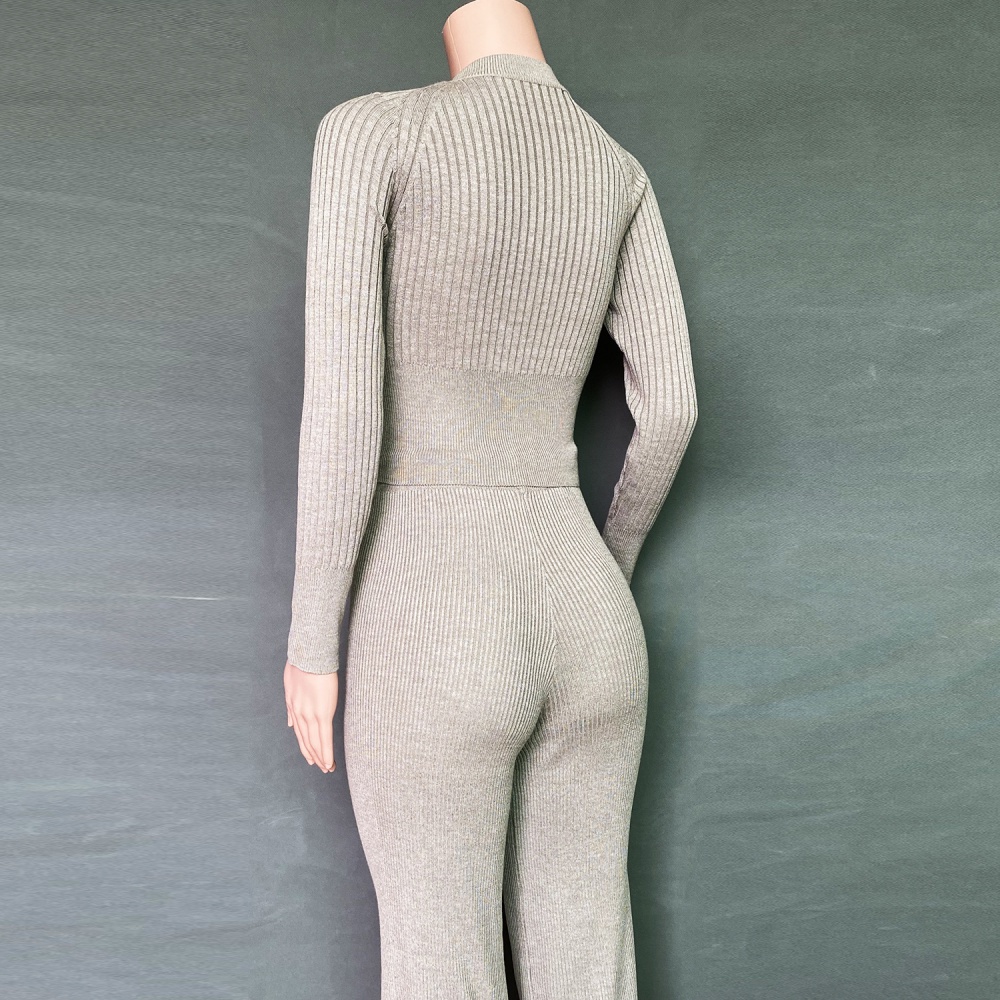 Long sleeve wide leg pants sweater a set for women