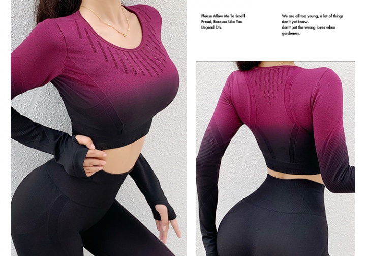 Sports yoga slim hollow knitted run gradient tops