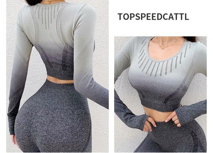 Sports yoga slim hollow knitted run gradient tops