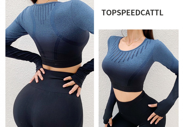 Sports yoga slim hollow knitted run gradient tops