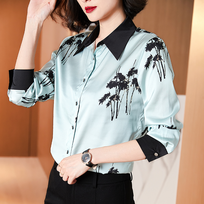 Real silk satin shirt spring fashion tops for women