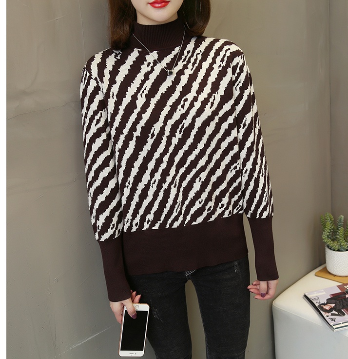Loose fashion sweater half high collar tops for women