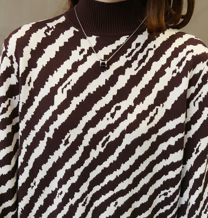 Loose fashion sweater half high collar tops for women