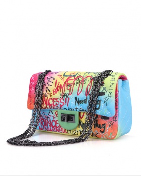 Quilted bag graffiti messenger bag for women