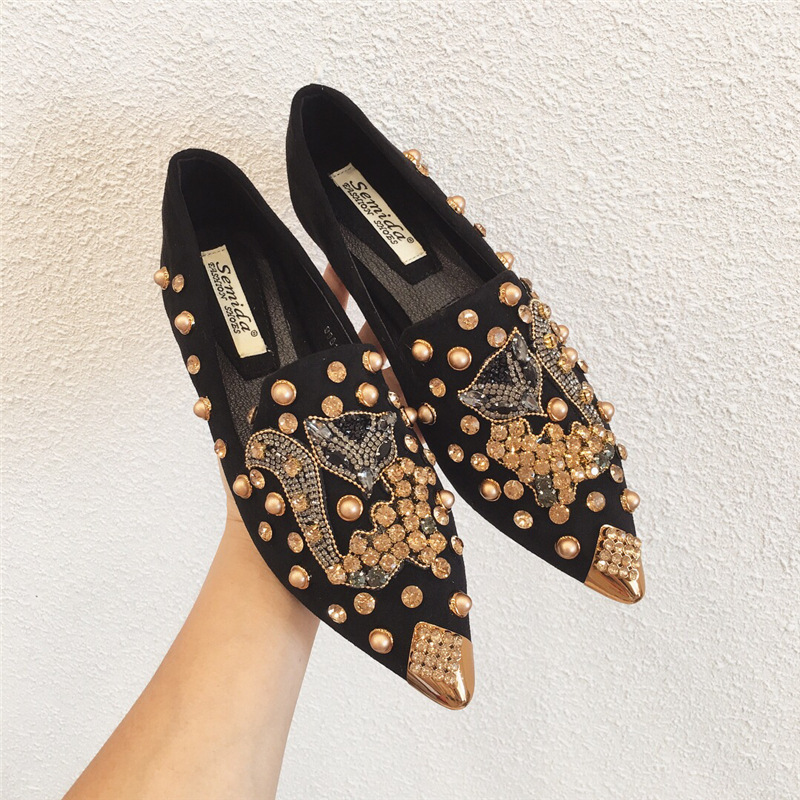 Spring and autumn pointed rivet shoes low all-match flattie