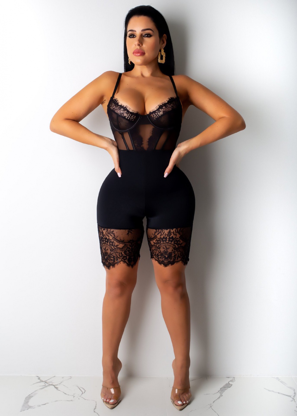 Sling lace fashion European style sexy Casual jumpsuit