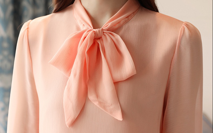 Chiffon spring sweet shirt bow frenum long sleeve tops