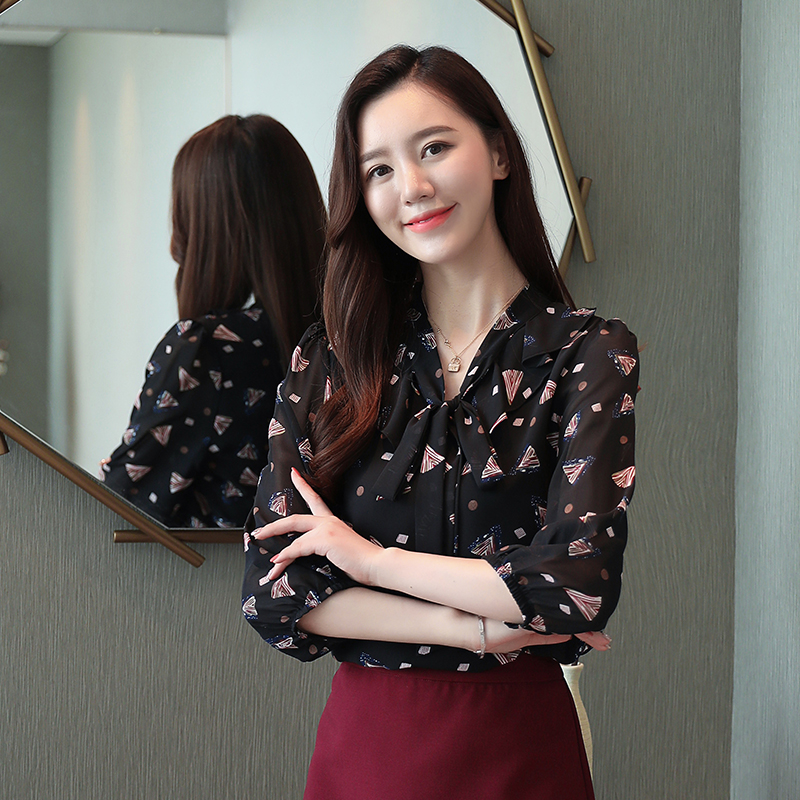 Western style fashion shirt floral chiffon shirt for women