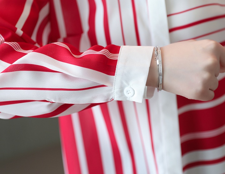Stripe long sleeve shirt slim fashion tops for women