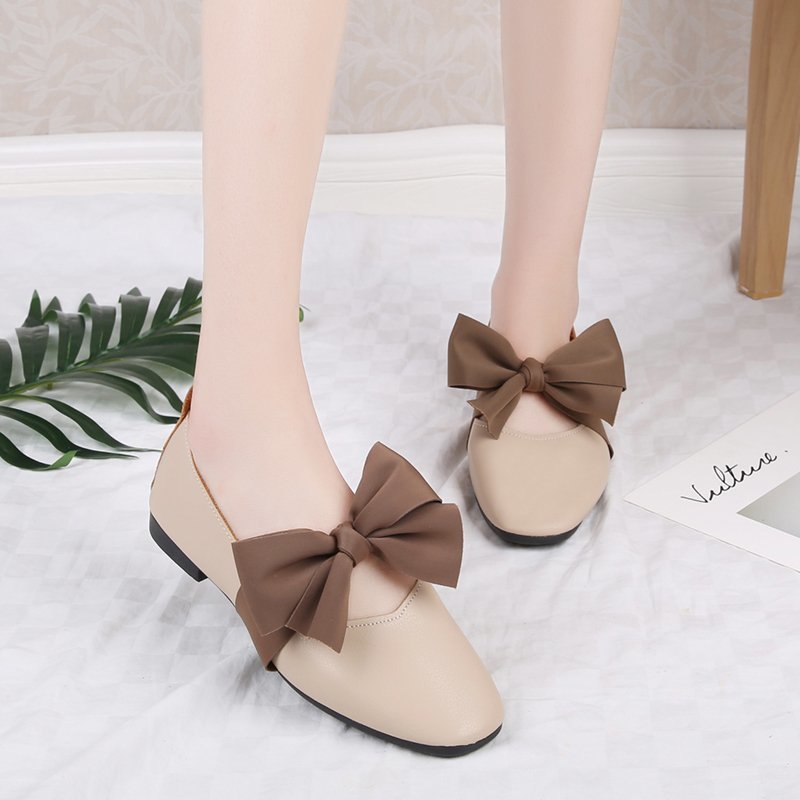 Spring bow shoes low soft soles peas shoes for women