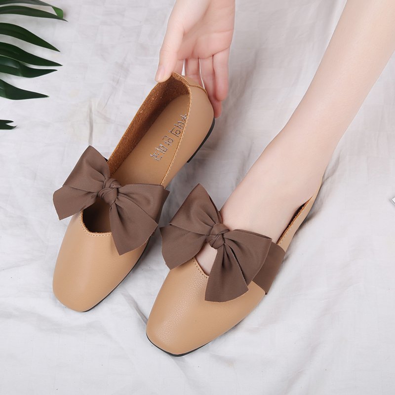 Spring bow shoes low soft soles peas shoes for women