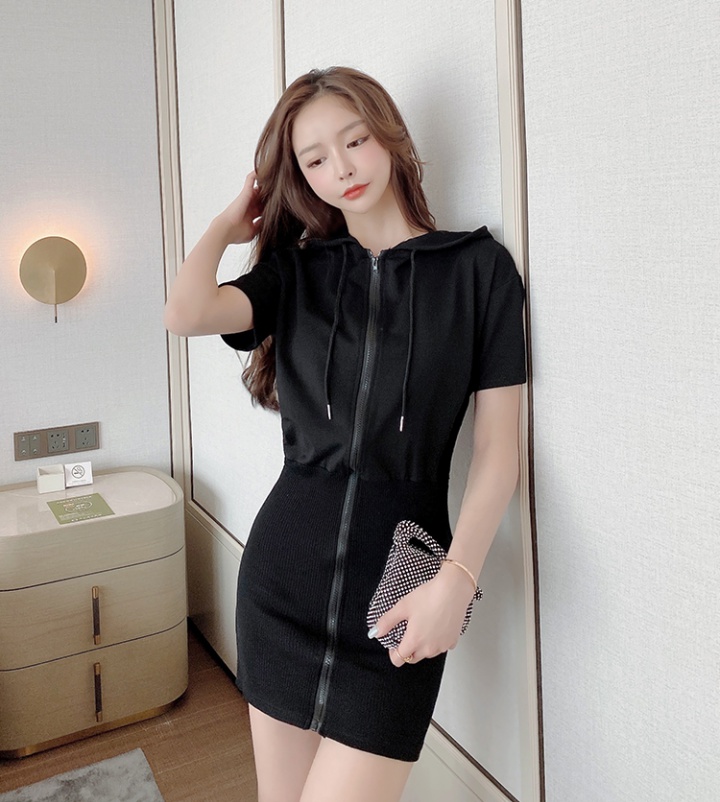 Pinched waist sexy shirts Korean style dress for women