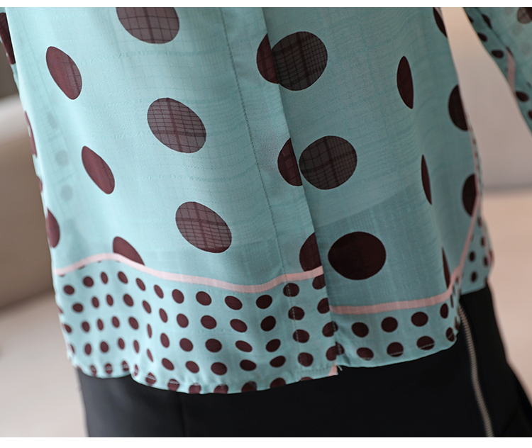 Spring chiffon shirt cstand collar polka dot tops