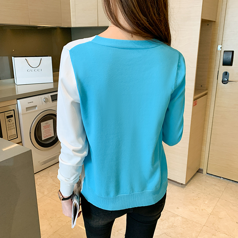 Short long sleeve sweater mixed colors lazy cardigan for women