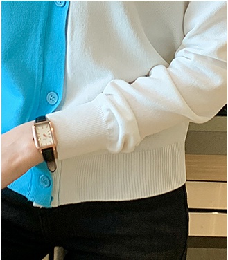 Short long sleeve sweater mixed colors lazy cardigan for women