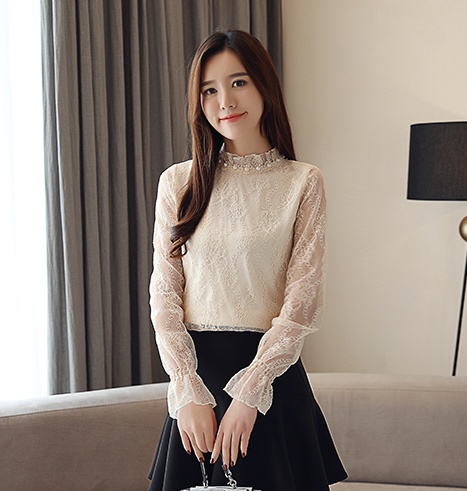Chiffon Korean style small shirt lace bottoming shirt for women