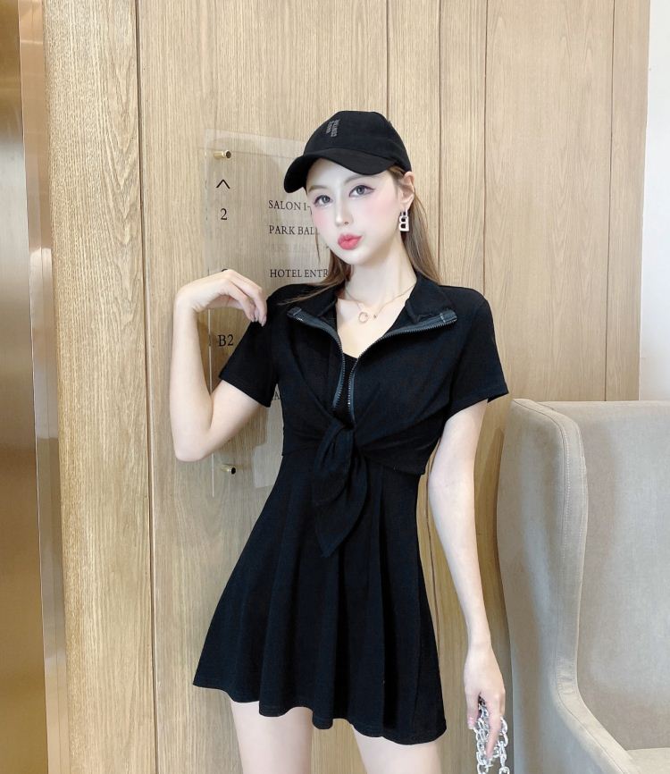 Sexy sling pinched waist spring and summer dress 2pcs set